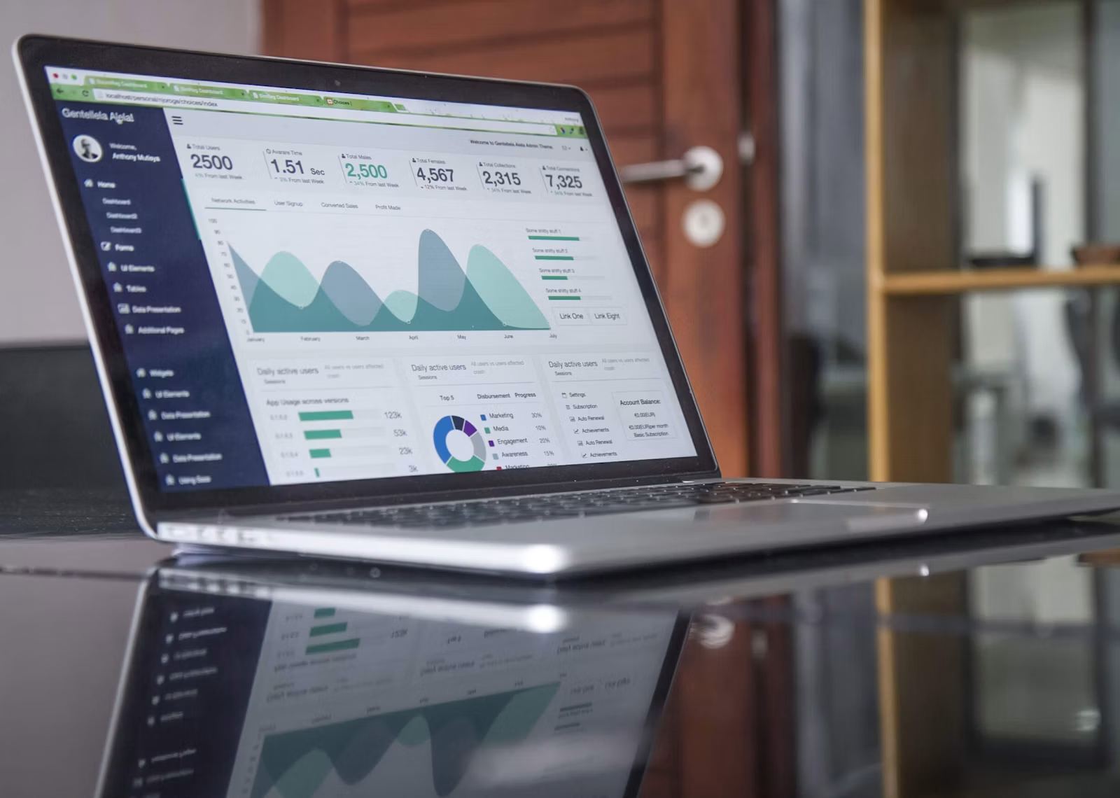 Statistics on a laptop screen