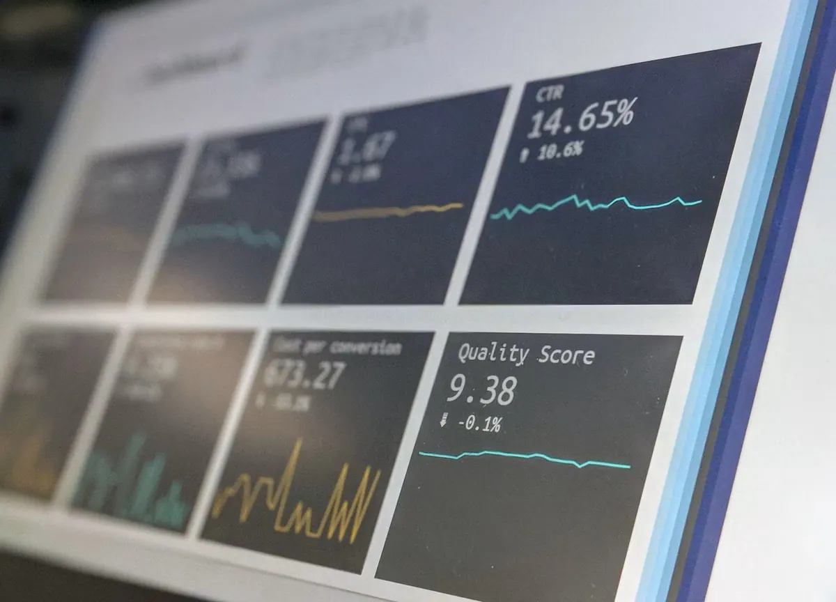 Reporting dashboard with indicators on screen