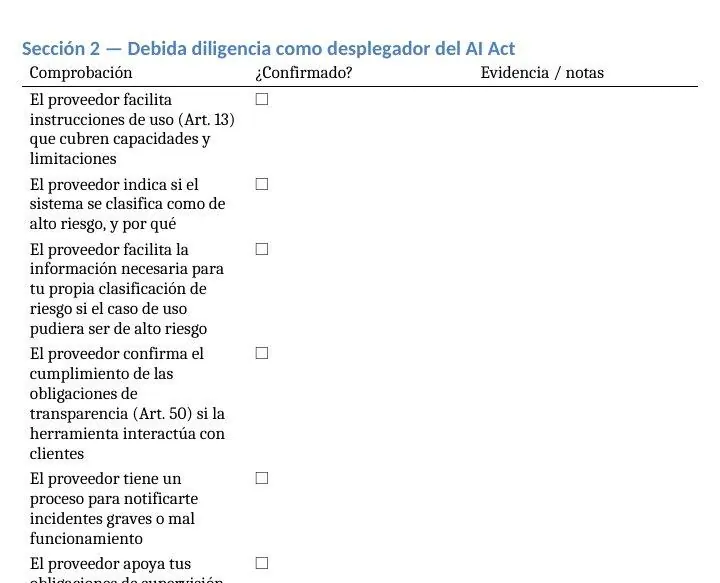Vista previa de Debida Diligencia de Proveedores de IA + DPA, imagen 2